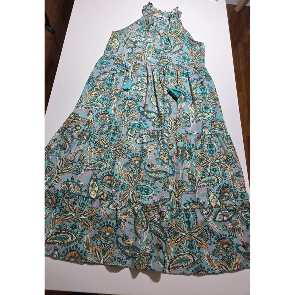 Harlow & Rose Halter Maxi Dress Paisley Print Sundress Cottagecore Romantic Boho - Picture 5 of 8